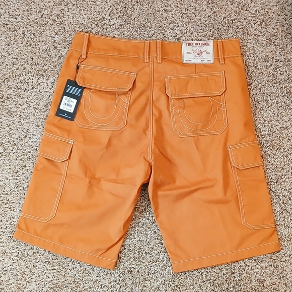 True Religion Dark Khaki Cargo Shorts NWT Men's Various Sizes - Picture 1 of 8